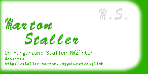 marton staller business card